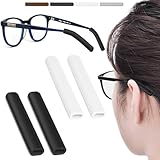 2 Pairs Silicone Glasses Ear Cushion, Eye Glasses Ear Grippers Anti Slip, Glasses Ear Grips Non Slip, Eyeglass Ear Cushions for Pain, Temple Sleeves Tips Ear Pads for Glasses Slip Preventer (BLK&WHT)