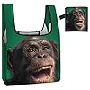 Monkey Laughing Chimpanzee Funny Reusable Grocery Bag Lightweight Heavy Duty Tote Shopping Bags #5