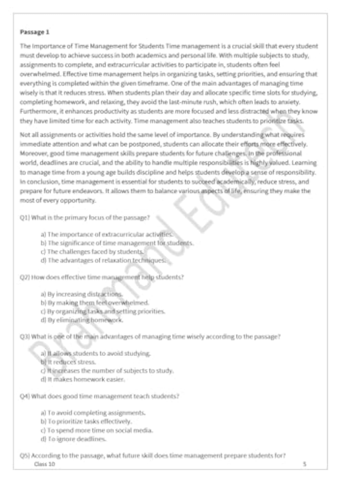 100 English Unseen Passages for Class 10 CBSE