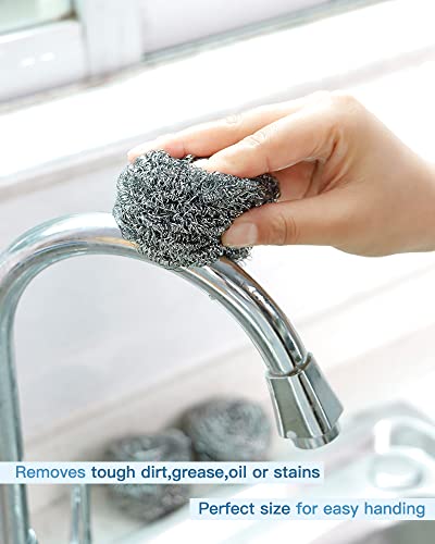 12Pcs Scourer Steel Wool Scrubber - Steel Wool For Cleaning Dishes Pans Pots Ovens Grills Stainless Steel Scrubber For Kitchen Sinks Cleaning Steel Wool Pads Metal Scrubber 12 Pack #TOP5