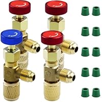 WZYTEU 4 Stk Kühlmittel Sicherheitsventil, Messing Klimaanlage Durchflussregelventil, Schnellkupplung Klimaanlage für Verbindung Adapter, Ersatzteile & Zubehör