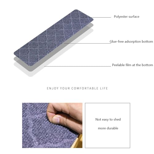Alfombrilla para escaleras de madera lavable y autoadhesiva 5