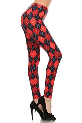 Leggings Depot High Waisted Valentine & Hearts Print Leggings for Women-Full Length-R514, Harley Diamond, 3X5X