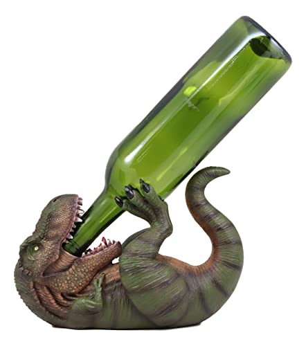 Ebros Dino Wino Prehistoric Dinosaur Thirsty T-Rex Wine Bottle Holder 9.25" Long Caddy Figurine Jurassic Era Trex Statue Kitchen And Dining Decor Party Hosting Prop Tyrannosaurus Rex Dinosaurs #TOP4
