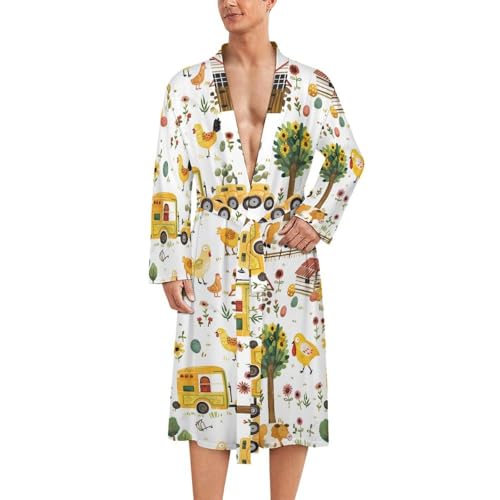 Farm Animals Funny Men's Robe Soft Lightweight Bathrobe Long-sleeve Spa Robes