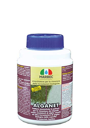 Marbec - ALGANET 800 GR | Pulitore smacchiatore per la rimozione di alghe, muffe, licheni e incrostazioni biologiche su Pavimenti e Rivestimenti.