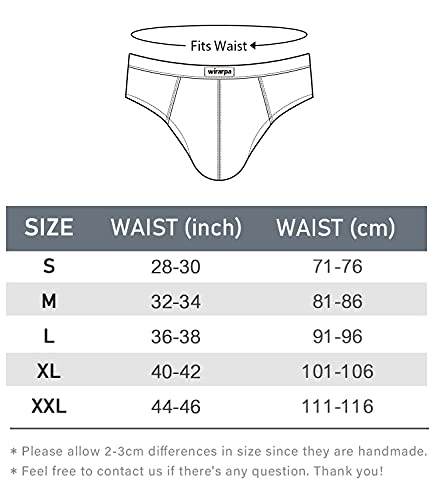 Wirarpa Men's Breathable 100 Cotton Briefs Underwear No Elastic Soft Covered Waistband Underpants Multicolor03 4 Pack Size L #TOP4