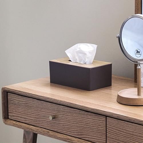 Wood Tissue Box Cover for Facial Tissues, Wooden Cover Plastic Box Tissue Holder for Household, Restaurant, Office, Hotel Rooms (Navy Blue)