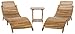 SAFAVIEH Outdoor Collection Pacifica Natural Brown Solid Wood/Grey & White Stripe Cushion 3-Piece Chaise Lounge Set with Table (PAT7020A)