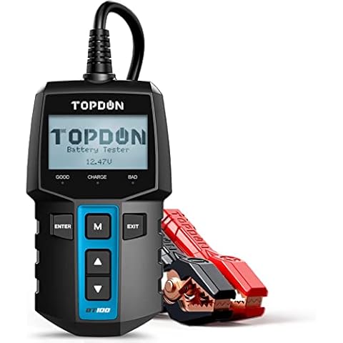 TOPDON BT100, Autobatterietester 12V Lasttester, 100-2000 CCA Kfz-Generatorprüfer Digitaler Autobatterie-Tester Autobatterieanalysator Ladesystem Testgerät für PKW-LKW ATV SUV Boot(BT100) Cover