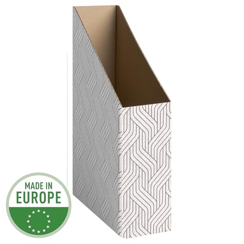 Leitz VON 3er Set Stehsammler, A4, 700 Blatt, 100% Recyclingkarton, Geometrisches Design, Für Schule, Studium und Haushalt, Weiß, 3 Stück, 61570001