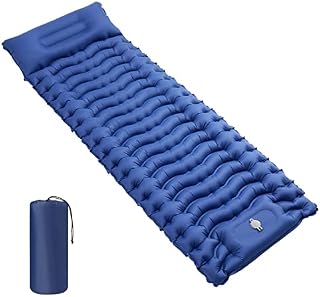 FEAHRZEUG Camping Sleeping Mat Double with Built-in Pump Ultralight Inflatable Sleeping Pad Compact Roll Camping Mattress for Hiking Backpacking Outdoor (Single)