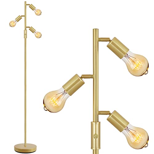 BoostArea Tree Floor Lamp, Brass Gold Industrial Floor Lamp, Modern