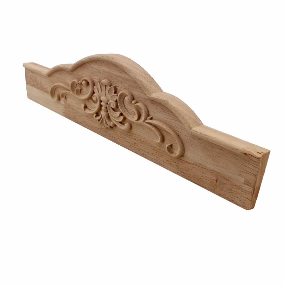 Moulures en bois non peintes 25cm et ornements sculptés pour armoire