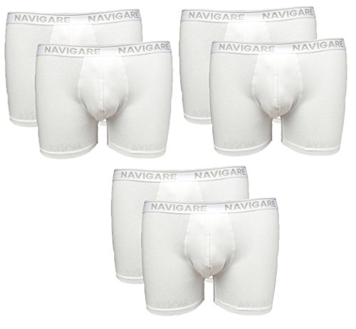 Navigare 6 Boxer Uomo Cotone Elasticizzato Elastico Esterno Art. 573/E Bianco O Colorato (5/L, Bianco)