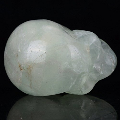 Mineralbiz 1.3"-1.5" Length Natural Green Fluorite Carved Crystal Gemstone Human Skull Head Carving Sculpture #TOP7