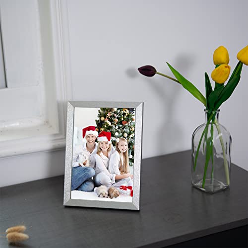 Metrekey 8.5X11 Pictures Frames Silver Set Of 4, Fits For 6X8 Photo With Mat, Real Glass Cover, Wooden Diploma Certificate Document Frame For Tabletop And Wall Hanging #TOP6