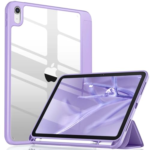 Image of Wenlaty Compatible with iPad (A16) 11th Generation Case 11 Inch 2025, for iPad 10th Generation Case 10.9 Inch 2022 with Pencil Holder, Trifold Stand Protective Clear Back, Auto Wake /Sleep, Lavender