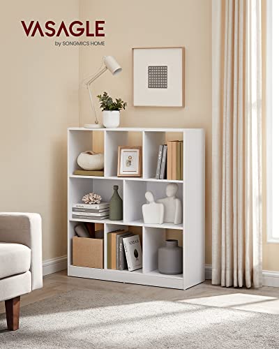 Vasagle LBC55WT Bookcase, Bookshelf, Freestanding Storage Unit, 8 Open Compartments, Used Horizontally, Vertically, Upside Down, 11 X 35.4 X 39.4 Inches, For Living Room, Study, Office, White Ulbc55Wt thumb #1