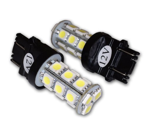 Tuningpros LEDPL-3157-WS18 Parking Light LED Light Bulbs 3157, 18 SMD LED White 2-pc Set
