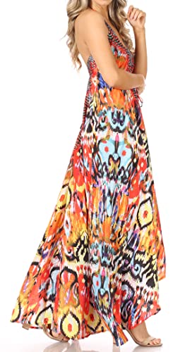 Image of Sakkas Lizi Womens Maxi High-Low Halter Handkerchief Long Dress Beach Party