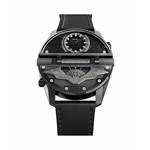 Image of Police Mens 50 x 32 mm The Batman - Limited Edition Black Dial Leather Analogue Watch (PLPEWJA2204901W)