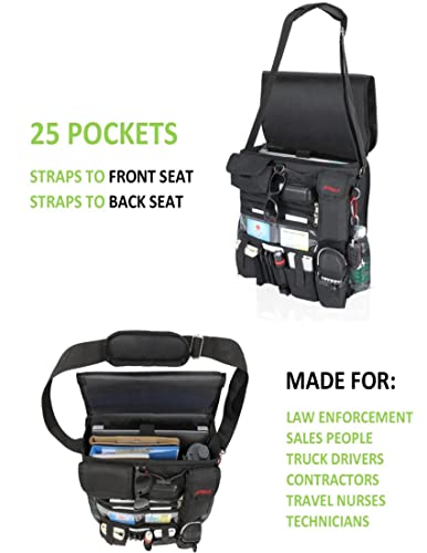 Fitmax Professional Car Truck Front Seat Organizer, Patrol Police Bag With Dedicated And Secured Laptop Storage, Carefully Designed With 25 Compartments. Truly Your Office Within Arm's Reach., B001 #TOP3
