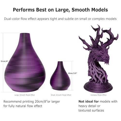 Image of PLA Float Color 3D Printer Filament, Dual-Color Flow Effect Across Smooth Surfaces,1.75mm,1kg(2.2 lbs) Best Suited for Large, Smooth-Surface Models (Purple-Black)