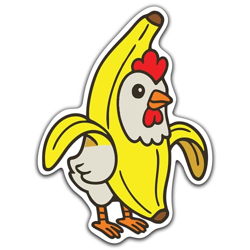 Chicken Banana Vinyl Decal Sticker | Funny Animal Mashup Cartoon Design | Humor Food & Farm Parody | Multiple Size Options | Cars, Laptops, Water Bottles (5in Single)