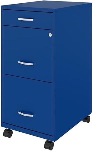 Miniatura 7 de Pemberly Row Archivador vertical de metal azul con 3 cajones de 29.52 pulgadas, con cerradura, premontado, tamaño de letra movible para el hogar, la