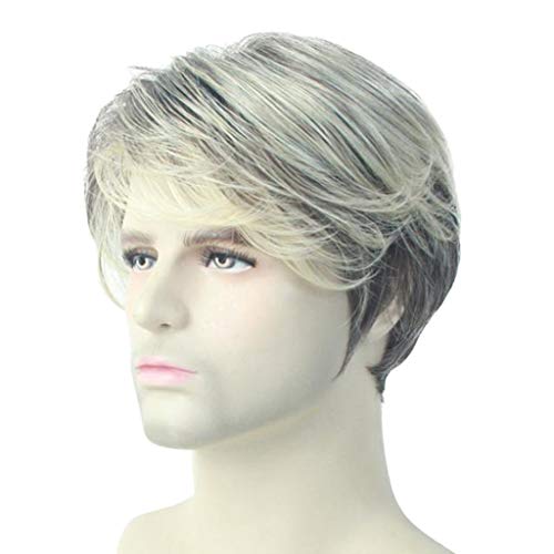 kowaku Perucas Masculinas de 10 '' de Camadas Curtas Totalmente Naturais com Estrondo Inclinado pa