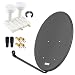 Produktbild HD Digital SAT Anlage 2 Teilnehmer 2 Satelitten 80cm ALU Spiegel Anthrazit + Monoblock Twin LNB Astra Hotbird 0,1dB Full HDTV 4K + Vergoldete F-Stecker Gratis dazu im Set