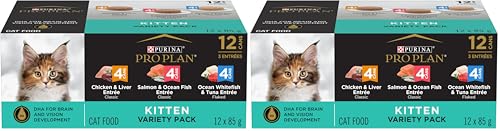 Image of Purina Pro Plan High Protein Wet Kitten Food Variety Pack,Development Kitten Favorites - 3 oz. Cans,(Pack of 4)
