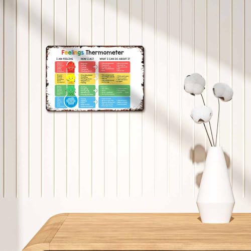 Aluminum Feelings Thermometer Poster, 12x8 Inch Metal Wall Sign, Emotion Regulation Coping Skills Chart for Classroom, Kids Mental Health Decor, Social Emotional Learning Guidance Art - Image 4