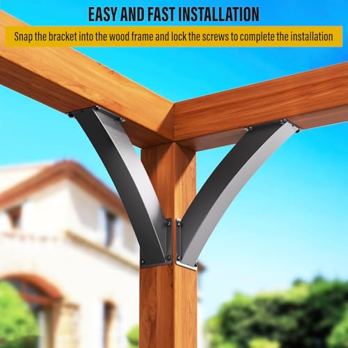 Soporte angular de arco a 45 grados para pérgolas, kit resistente de conectores para estructuras de madera: gazebos, casas de árbol, cabañas y patios (4 piezas) miniatura 4
