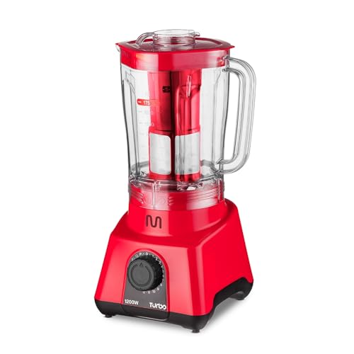 Liquidificador 2,6L Turbo Vermelho 1200w-127v com 12 Velocidades Multi Home - LQ1203