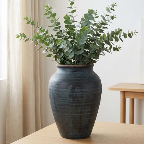 14.17' Blue Ceramic Vase, Rustic Farmhouse Living Room Home Decor