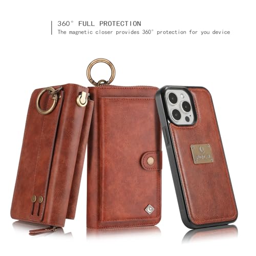 Étui cuir iPhone 16 rouge de qualité supérieure avec fermeture éclair