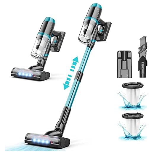 ORFELD Cordless Vacuum Cleaner, Max 60mins Runtime Stick Vacuum, Upgraded Motor for Powerful Suction, 6 in 1 Lightweight Vacuum Cordless, 4 LED Headlights, Pet Hair/Carpet/Hard Floor