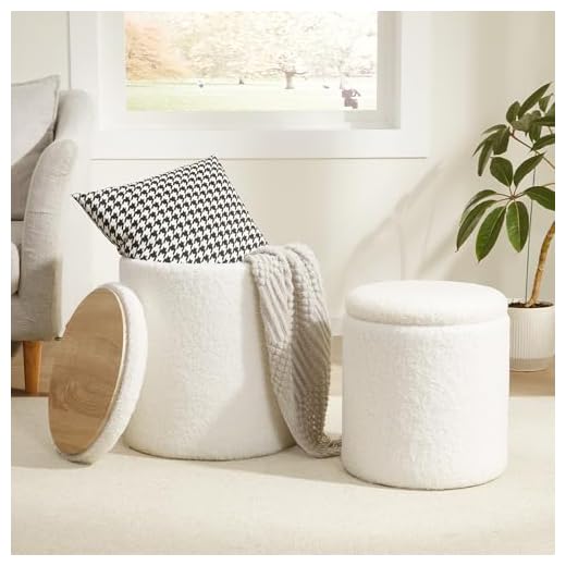 Stylish Round Storage Ottoman Set