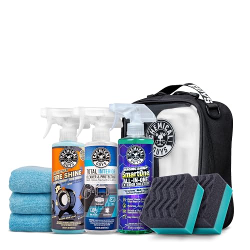 Image of Chemical Guys Quick Detailing Kit With Storage Bag, Raging Rhino SmartOne Exterior Spray, Interior Cleaner, Tire Shine, Microfiber Towels, And Applicators Giftable Car Care Set