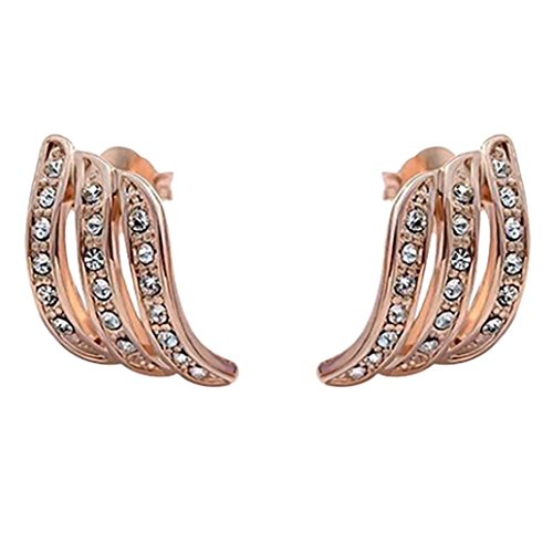 Clearance! Lady Elegant Rose Gold Diamond-Studded Curving Ear Stud Exquisite Earrings For Women Wedding Jewelry #TOP4