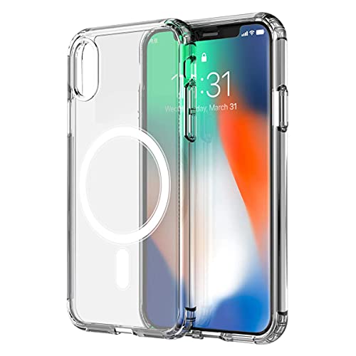 Kovake Transparente Handyhülle mit Magnetische, Schutzhülle Kompatibel mit iPhone X & XS und Mag/Safe Ladegerät Cover