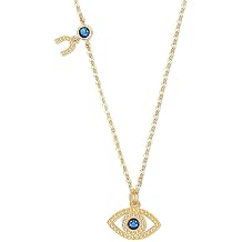 14K Gold Moissanite Evil Eye Necklace, Sapphire Necklace for Women, Evil Eye Pendant, Gift for Her