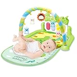Palestrina Neonato Multifunzione Con Pianoforte e Luci, Palestrina Neonata Interattivo, Attività Musicale Per Bambini Palestra Neonato 0-36 Mesi(Verde)