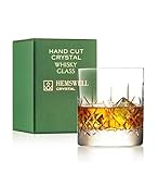 Hemswell Crystal Single Whiskey Tasting Glass - 310ml Old Fashioned Glasses Whiskey Tumbler - Traditional Cut Lead Free High Clarity Crystal Whisky Tumbler - Presentation Box