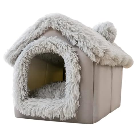 SEOUGEE Dog House, Portable Cat Kennel Bed Indoor with Removable Cushion, 3 In 1 Washable Pets Bed Cave, Removable and Foldable Non-Slip Warm for indoor Pets Puppy Kitten Rabbit Cover