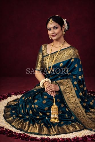 Image of Women's Soft Silk Style Jacquard Saree with Rich Zari Woven Border & Pallu | 5.6 Mtr Saree with 0.8 Mtr Unstitched Blouse