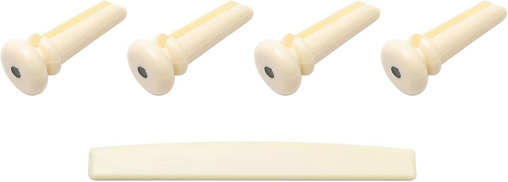 Acoustic Guitar Bridge Nut with 4pcs Guitar Bridge Pins for 4 String Bass Part Replacement