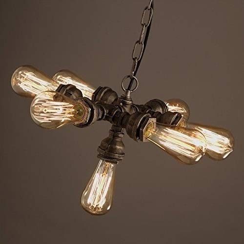 OZZKI Pendant Lamp 7-Lights Industrial Retro Tube Pendant Light Vintage Creative Steampunk Rustic Water Pipe Chandelier Hanging Light Metal Iron Ceiling Lamp for Kitchen Farmhouse Cafe Pub Restaurant steampunk buy now online